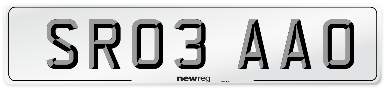 SR03 AAO Number Plate from New Reg